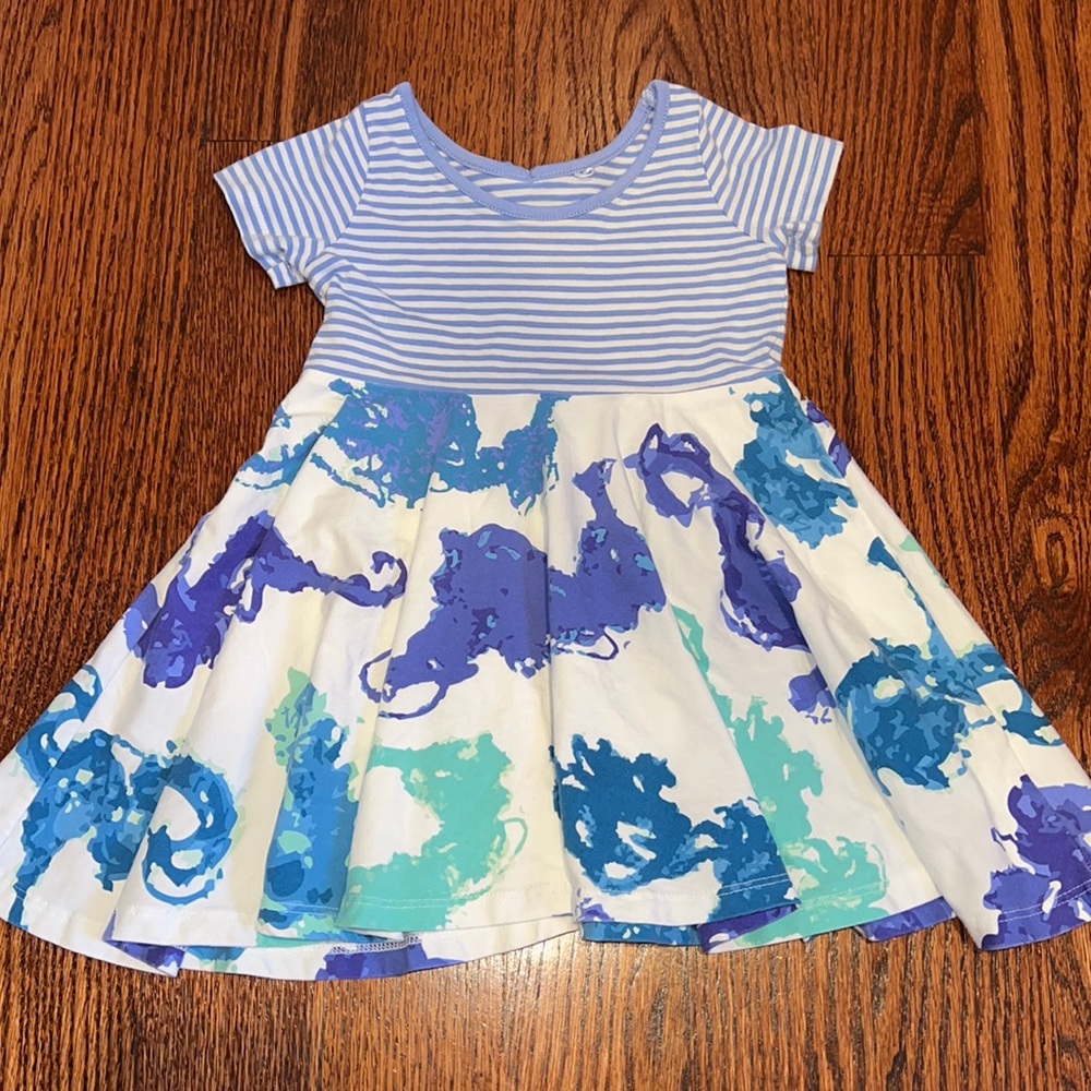 Boutique blue white three friends twirly dress size 2